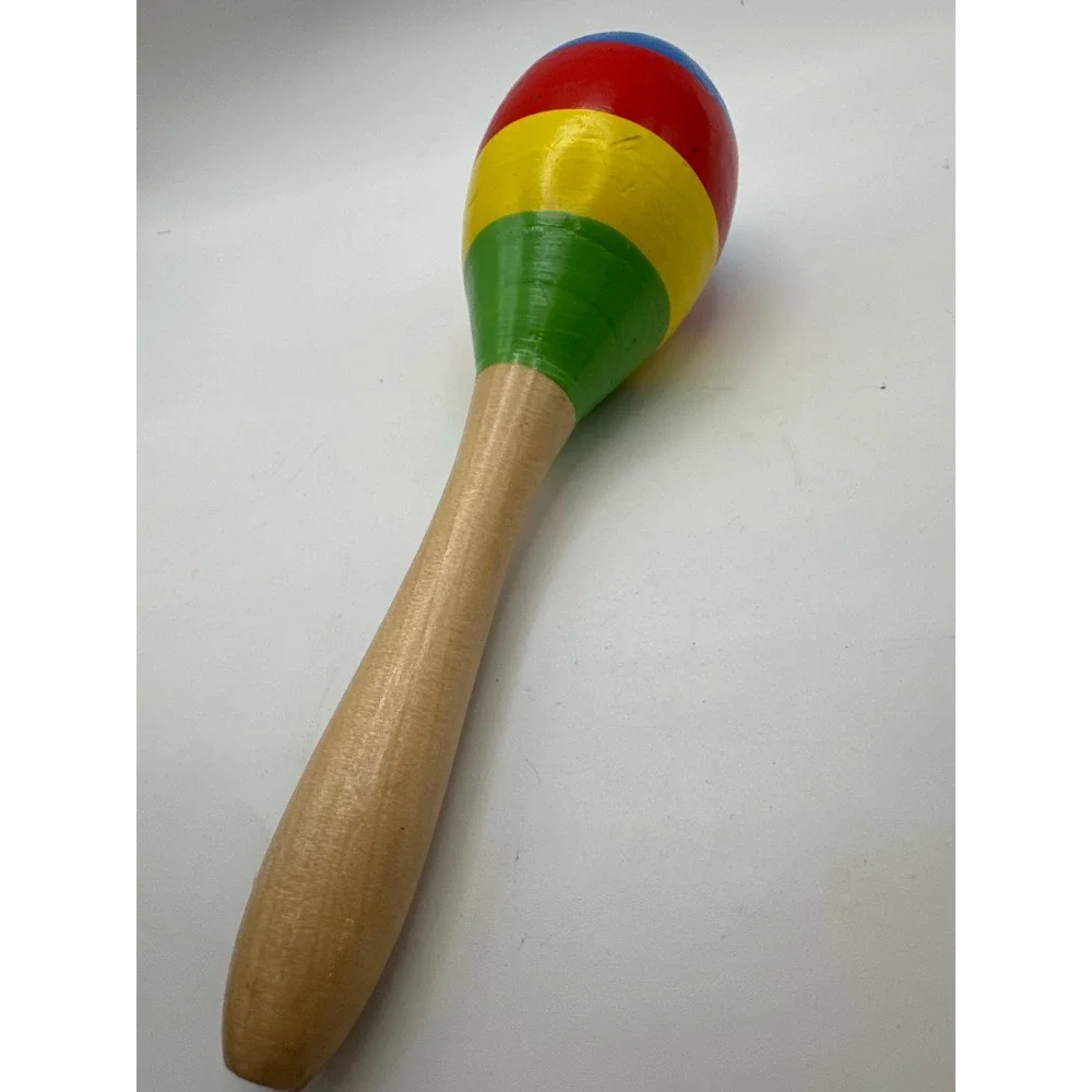 Melissa & Doug Wooden Maraca KM18198 Multicolor Striped Kids Musical Shaker‎ Toy
